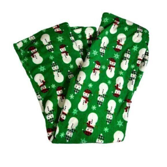 NWT Just Love Plus Size Fleece Lounge Pajama Pants Green Snowman Christmas - 2XL - Picture 1 of 7